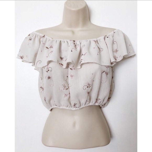 Poetry Tops - Poetry Ruffled Off The Shoulder Crop Top